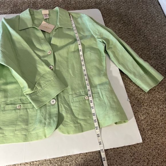 Covington Blazer Lime Linen Blend Collared Button Down 3/4 Sleeve Jacket size 12 - Picture 7 of 10